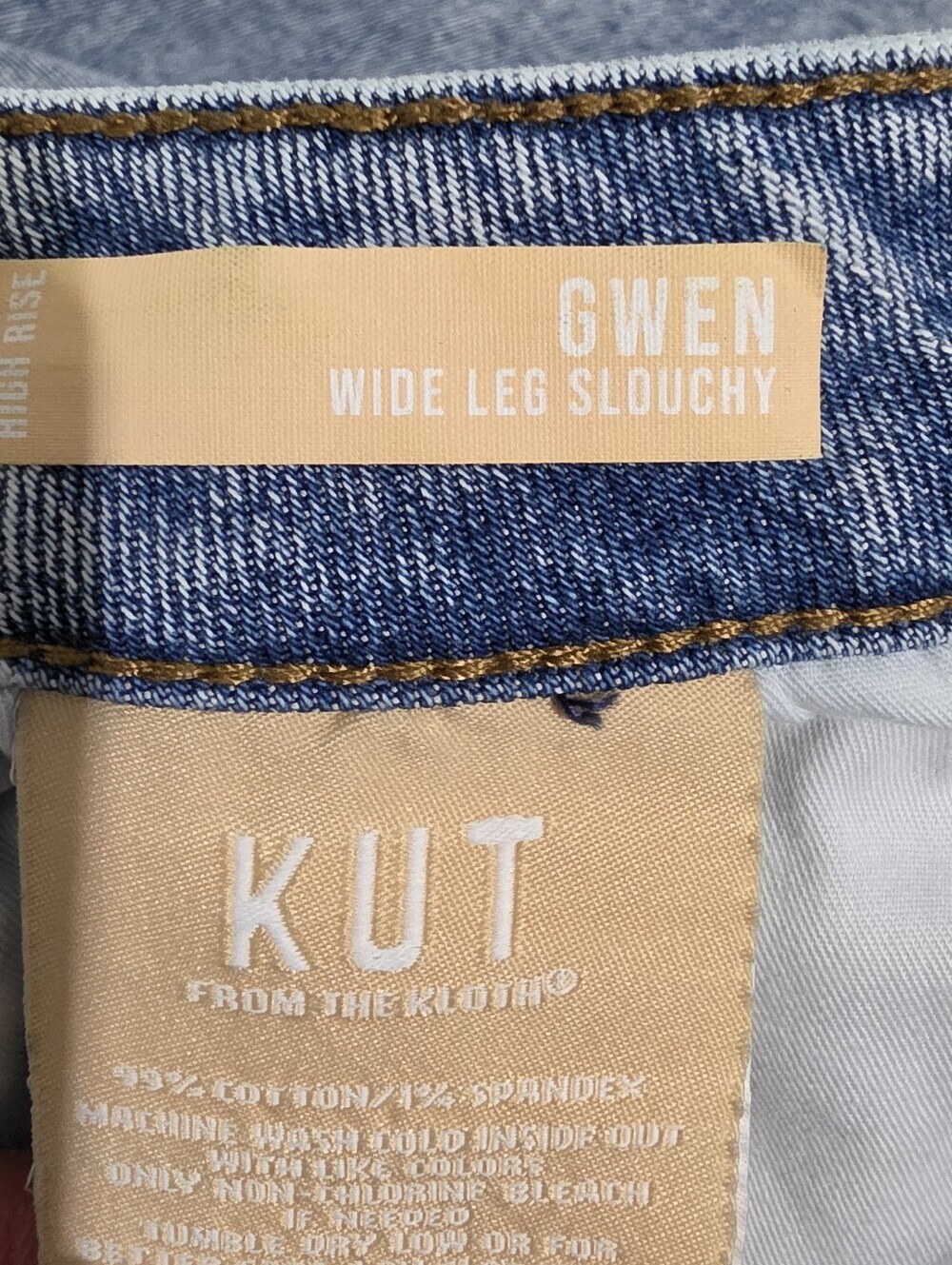 KUT From The Kloth Gwen Jeans 6P Wide Leg Slouchy High Rise Raw Hem Crop Denim - Picture 5 of 12